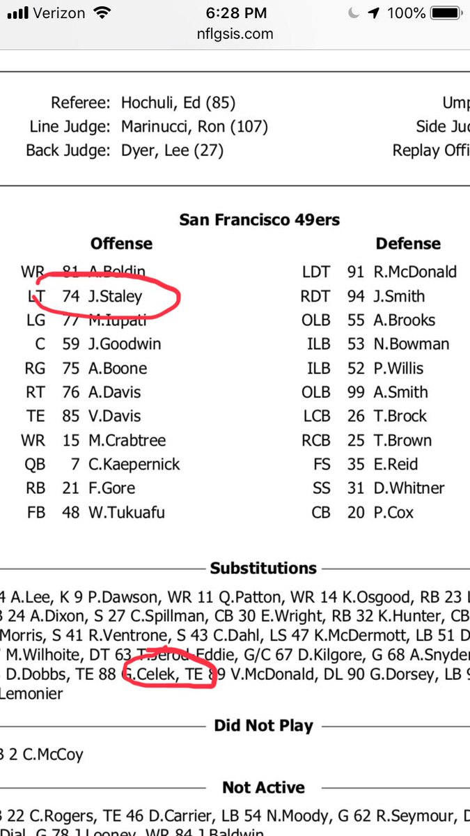 mattbarrows's tweet image. The lineup the last time the #49ers were in Green Bay (1/5/14). Even Ed Hochuli no longer is in the league.