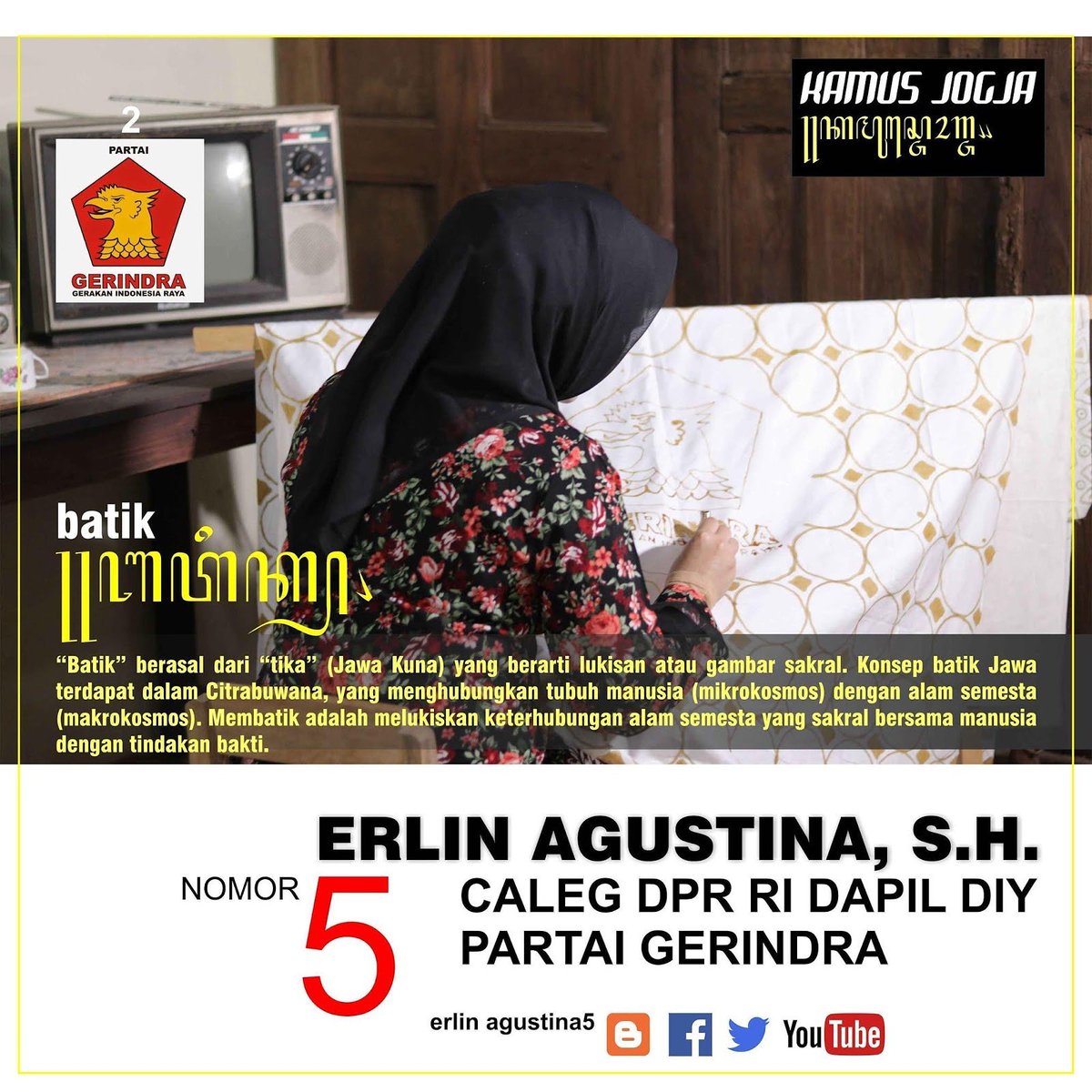 Erlin_Agustina5's tweet photo. Salam #Istimewa: Batik, Mbatik
 https://t.co/8A5gecH1Th

#jogjaistimewa #yogyakarta #bantul #kulonprogo #gunungkidul #sleman #erlin #erlinagustina #calegdpr #calegdiy #calegjogja #caleggerindra #nomor5 #gerindra #salamistimewa https://t.co/3ClH7cPRBC