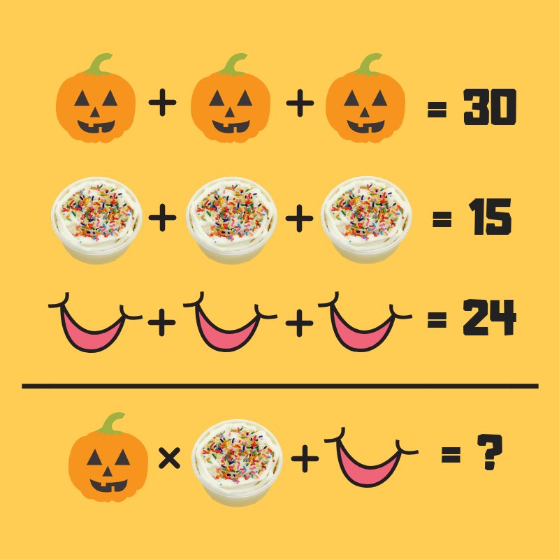 KakeMiCakes's tweet image. What do you get when you multiply a Jack-O-Lantern and a Vanilla 90 Second Cake and add a smile? #cakemath #caketrivia #seasonalmath