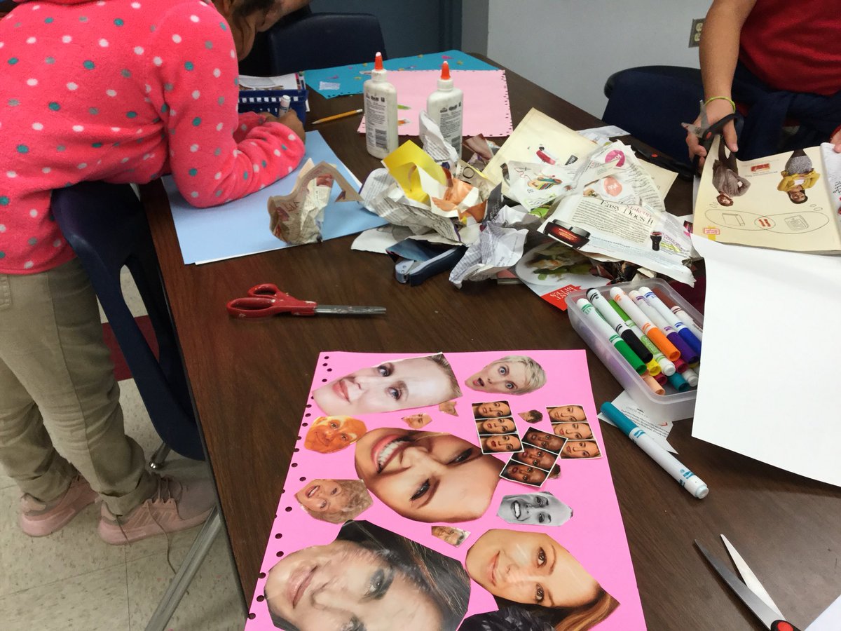 SEBcoach12's tweet photo. 4th graders at the #Collage and #painting Stations. #thisIsGlenn @NISDGlenn @NISD_FineArts #uniqueartwork #TAB #choicebased #ArtTEKS 2C (create compositions using the elements of art and principles of design) #RhythmandMovement #principlesOfDesign https://t.co/SGLBxcIWne
