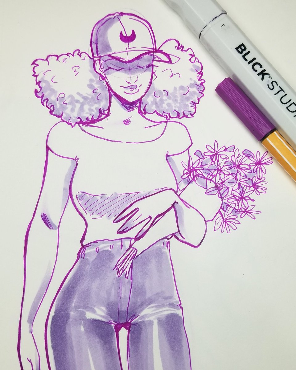 ramceegee's tweet photo. Cute ball caps wont fit over my protective styles but I can draw them. #inktober #Inktober2018 #blickstudio #stabilo #art https://t.co/sAN2NrscOS