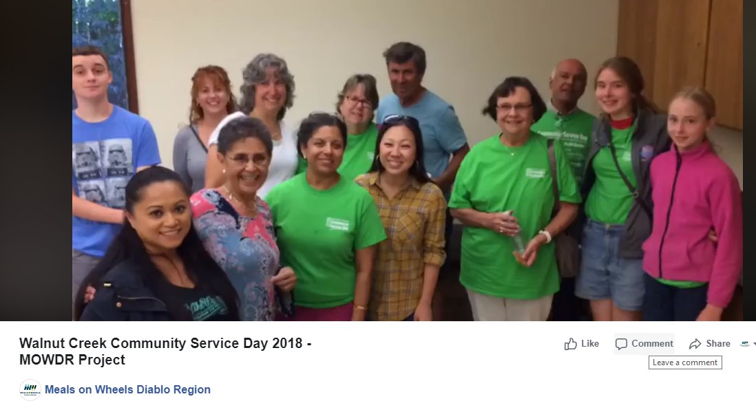 Thx @WalnutCreekGov #CommunityServiceDay2018. Goodies created by your volunteers will help us thank our 100s of #Volunteers who donate time & energy to deliver meals, visit, provide administrative & event support, & serve meals at our cafes. #VolunteeringIsFun #CommunityPartners