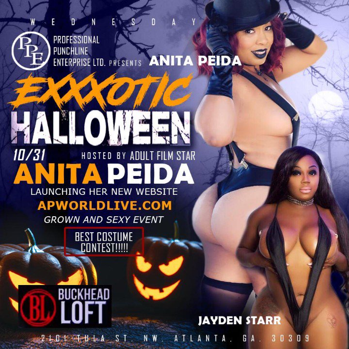 AnitaPeida's tweet photo. What's good #Atlanta?!  Join me and @StarrJayden on Oct. 31 for the hottest Halloween Event in #ATL!!  See you there!!  #Atlanta #costumecontest #XxxStars #Atl #party #itsahalloweenparty https://t.co/8Q76FYD9V5