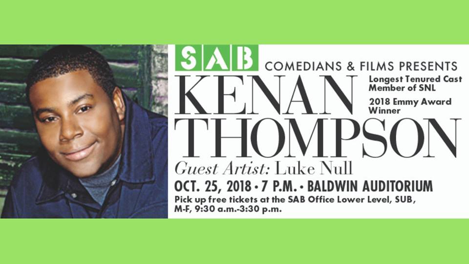 TrumanState's tweet photo. Have you heard? @officialkenan from @nbcsnl is coming to campus thanks to @TrumanSAB!
📍 Baldwin Hall
⏰ 7:00
📅 October 25 https://t.co/48tK4qjZdC