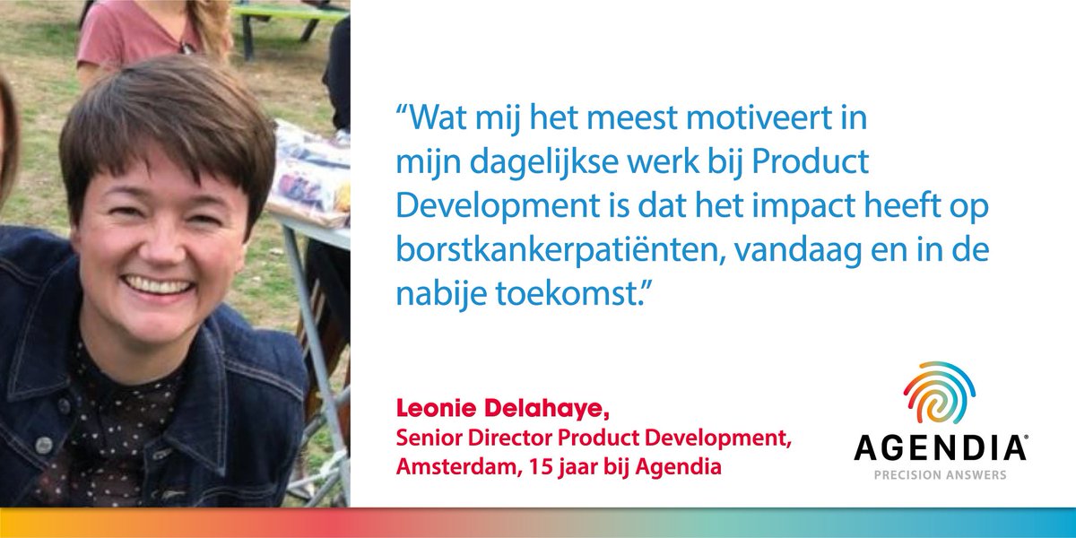 Dit is Leonie Delahaye. Zij werkt al 15 jaar bij Agendia en heeft precisie-oncologie tools ontwikkeld om artsen en #borstkankerpatiënten te helpen bij het maken van behandelbeslissingen. #PrecisionMatters #BCAM