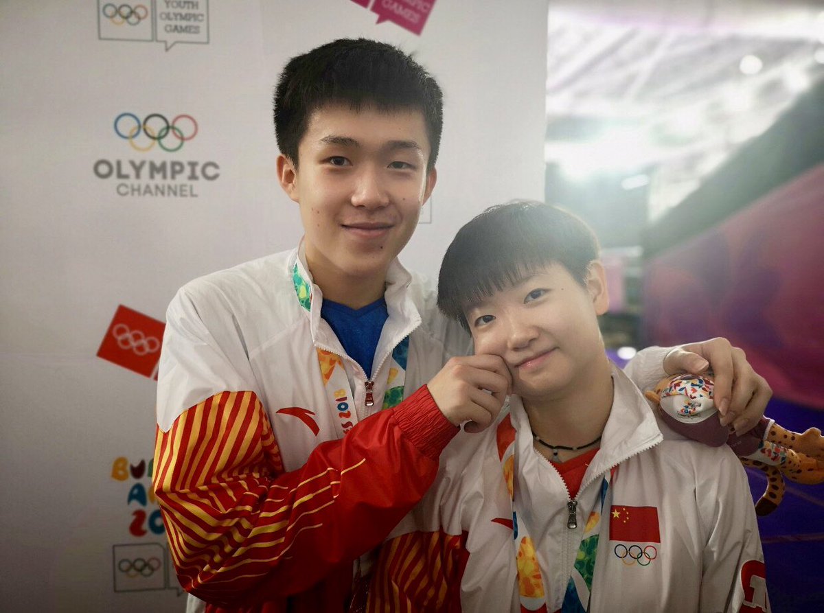 ユースオリンピック 卓球 #混合団体 で #金メダル に輝いた王楚欽と