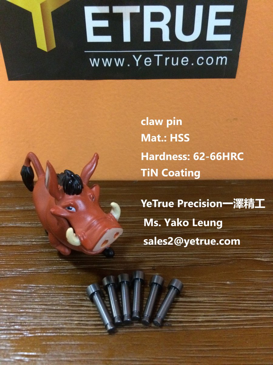 yakoyetrueleung's tweet photo. #clawpin (#krallenstift)
Mat.: #HSS
62-66HRC
#TiN #Coating
Simply send your sketch via mail, fax, or e-mail, for a prompt quotation.
#YeTrue
#YeTruePrecision #一澤精工
https://t.co/1uOE9YE9Ie
✉sales2@yetrue.com(Ms. #Yako Leung)
☎/ ✉+0086 13431315414(Ms. #Yako Leung) https://t.co/81IDAqzxLH