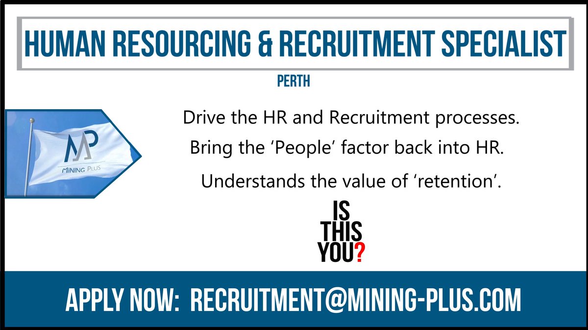 MiningPlus_'s tweet image. HR &amp;amp; RECRUITMENT SPECIALIST!

We are looking for a person who is able to make a difference to join our team of awesome professionals based in Perth. Send your CV to: recruitment@mining-plus.com and call Phil Burton – Commercial Manager on 0433 198 822.