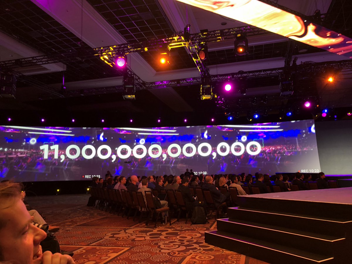 SaschaPuljic's tweet photo. Eleven trillion questions every year on Teradata - very impressive #TAU18 https://t.co/lccFDXTsII