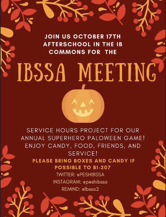 PESHIBSSA's tweet photo. Our second IBSSA meeting is this Wednesday! Join us and help decorate boxes for our Paloween booth with friends, food, and candy :) Service hours will also be given for decorating the boxes! We hope to see you there! https://t.co/tDxAWcPXHr