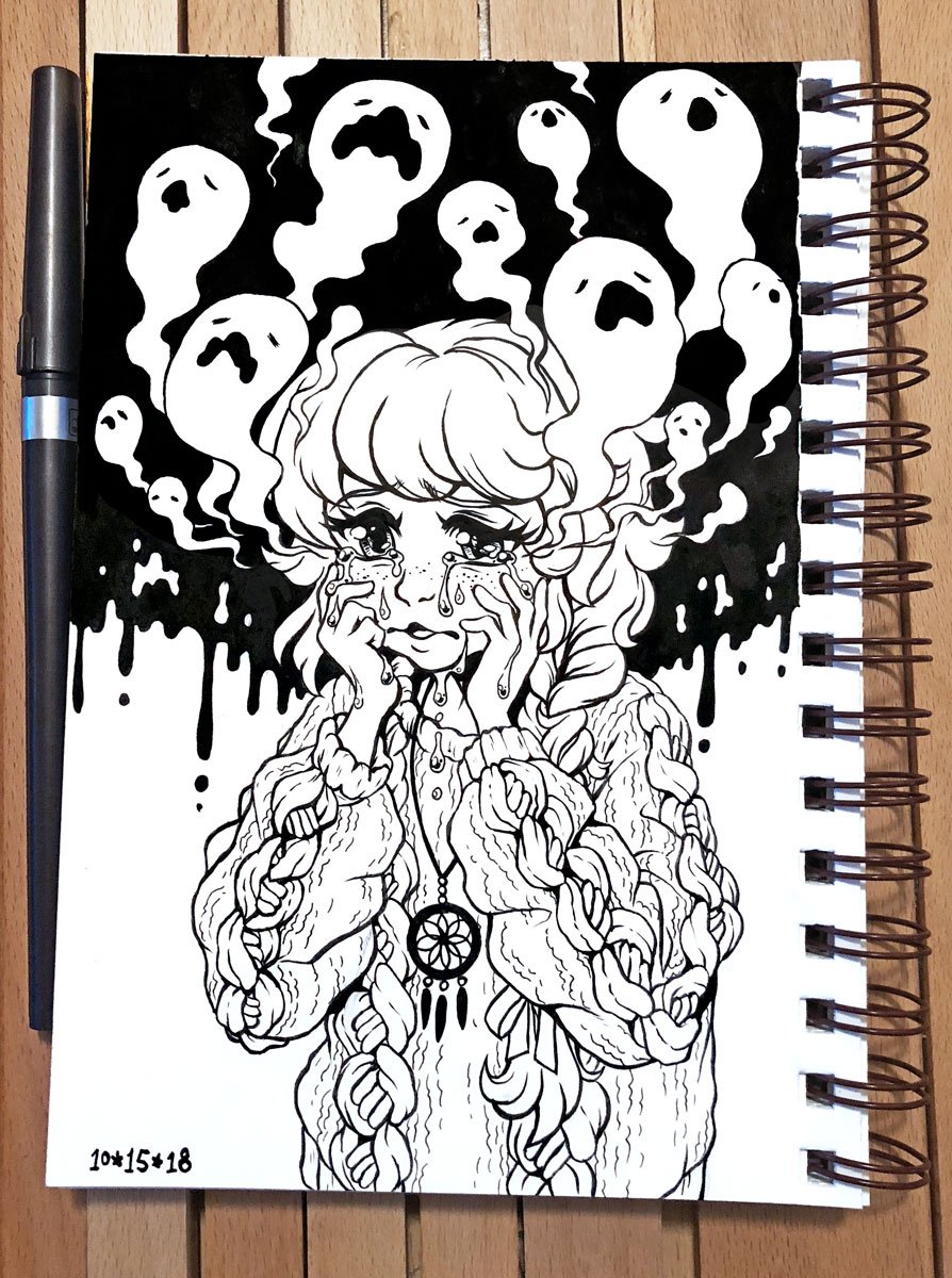 It's all right to cry.
Crying gets the sad out of you.
Day 15, Weak #inktober2018 #inktober 