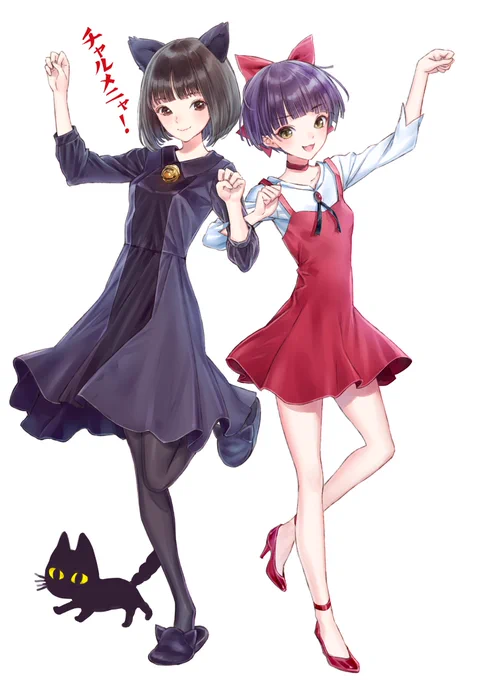 チャルメラのすずネコちゃんとゲゲゲの鬼太郎のねこ娘のコラボイラスト描かせてもらいました〜??明星食品さんの明星チャルメラ×ゲゲゲの鬼太郎コラボパッケージは10月22日(月)発売です? https://t.co/Hx1OY99YEU #すずネコ #ねこ娘 #チャルメラ 