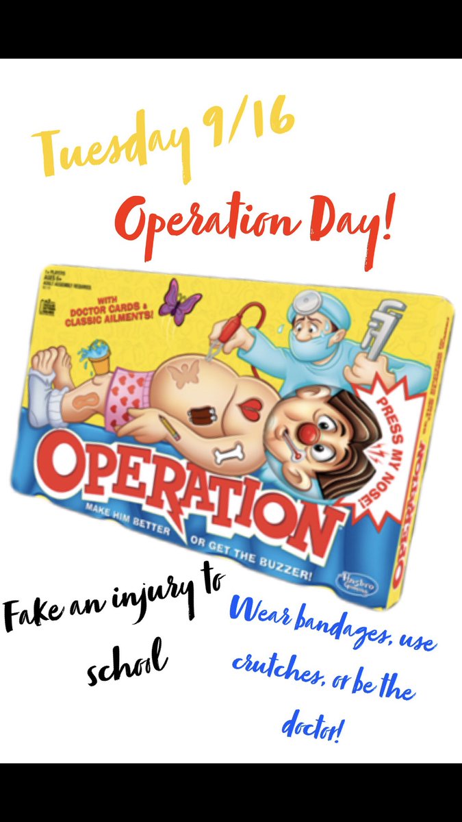 Be sure to dress up tomorrow for Operation Day!!