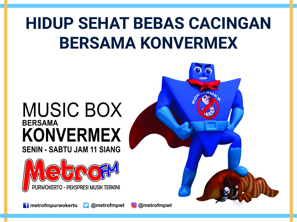 KONVERMEX
hadir di <a href="/Metrofmpwt/">Metrofm Purwokerto</a> Obat cacing untuk keluarga dalam bentuk suspensi &amp; kaplet.
@panduanbunda