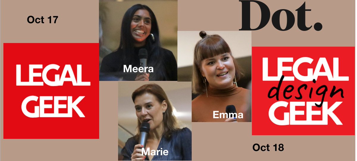 MariePotelSavil's tweet image. London calling! Come and say Hi to #dotlegaldesign crew at #legalgeek and #legaldesigngeek. @MeeraSivanathan, @EmmaHertzberg and I will be speaking on both days, facilitating a persona workshop, answering a Q&amp;amp;A session and exhibiting 2 cool projects.