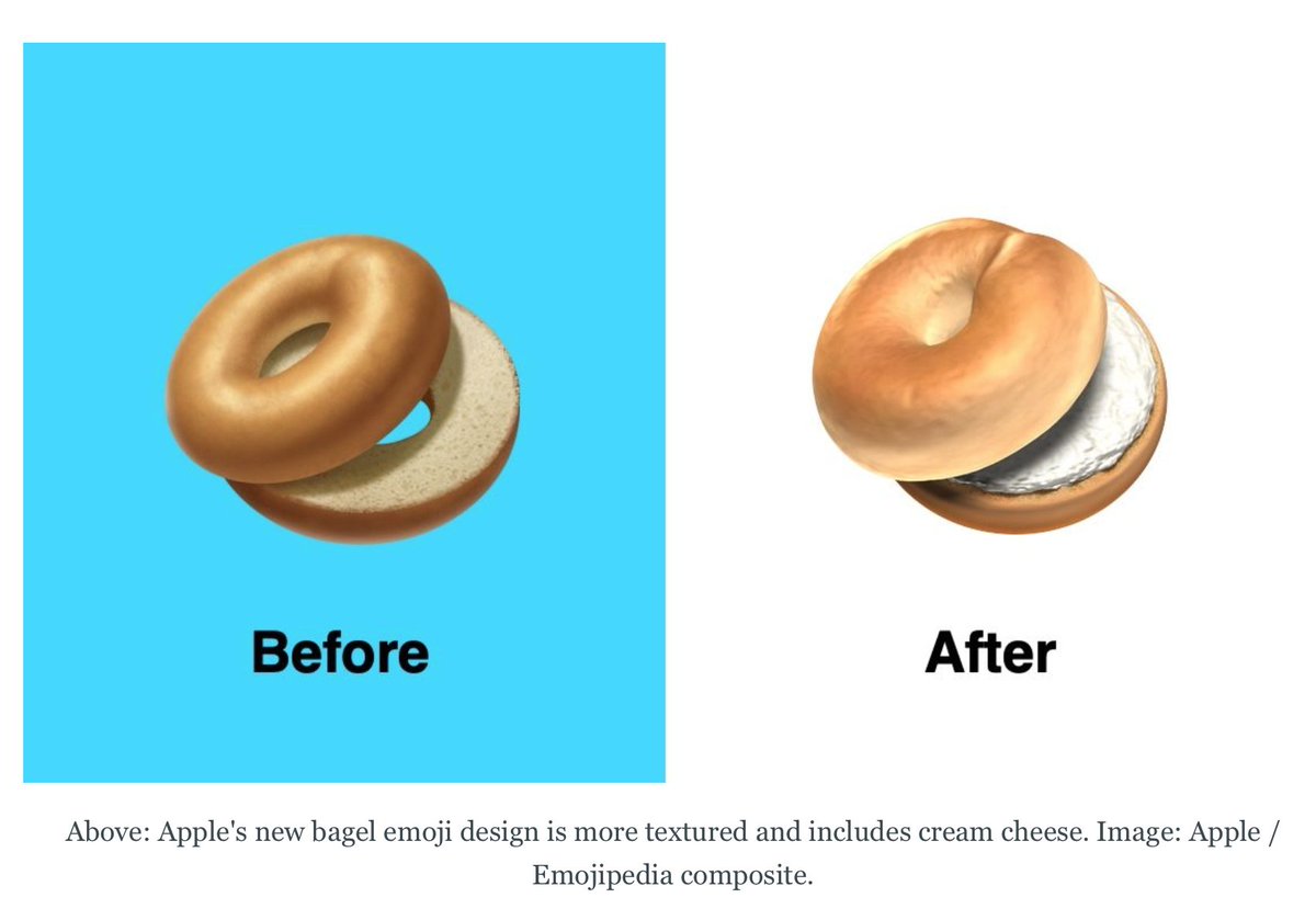bagel emoji before and after