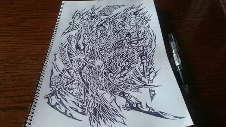 トシーゾ Dreams夢を応援するブログ 過去記事紹介 クリエイターを目指している佐々木秀さんのインタビュー記事です 佐々木さんはポールペンでトライバル アイヌ文様を参考にしたイラストを描かれています 彩色はpc この緻密なイラストをポールペンで