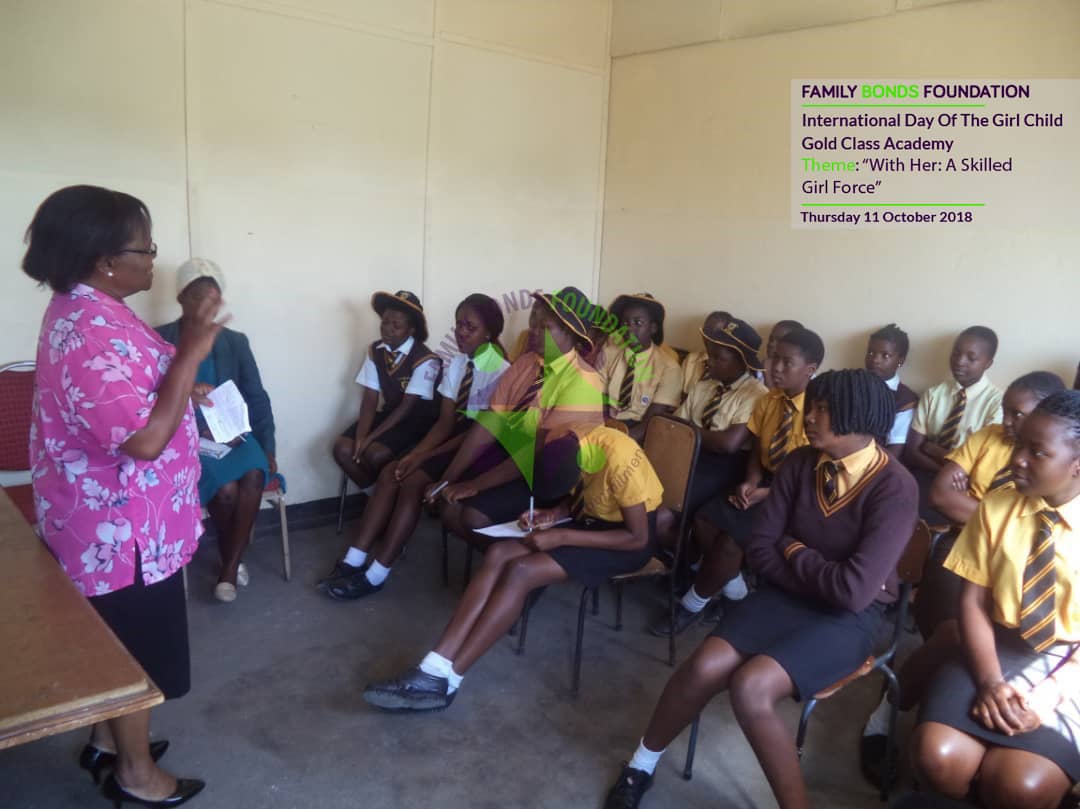 familybonds16's tweet photo. One of our board members speaks to girls in Highfield during the #IDG2018 commemorations about skills they should have&amp;how to protect themselves from abuse @FAWEZim @MoPSEZim @PlanBIAAG @ZimWomenLawyers @HivosWiL @16DaysCampaign @UNICEFZIMBABWE @keepchildsafe https://t.co/7ty26YTLAW