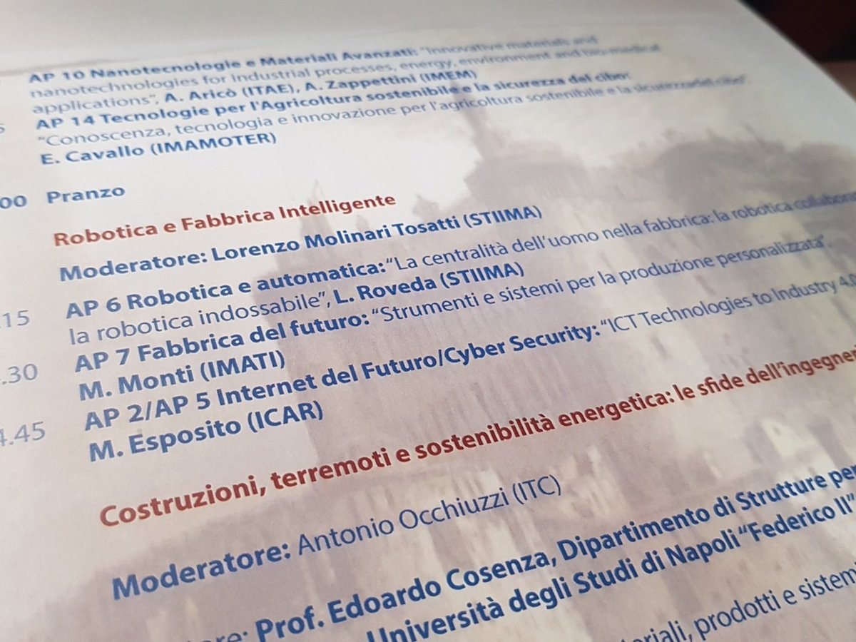 CNRPst's tweet photo. Oggi a Napoli per partecipare alla Conferenza di Dipartimento #DIITET su Ingegneria Industriale e Civile. Presentiamo le nostre attività come contributo nella Area Progettuale #Robotica e #FabbricaIntelligente @cnr_istc @StampaCnr https://t.co/1nlOMqlYCK