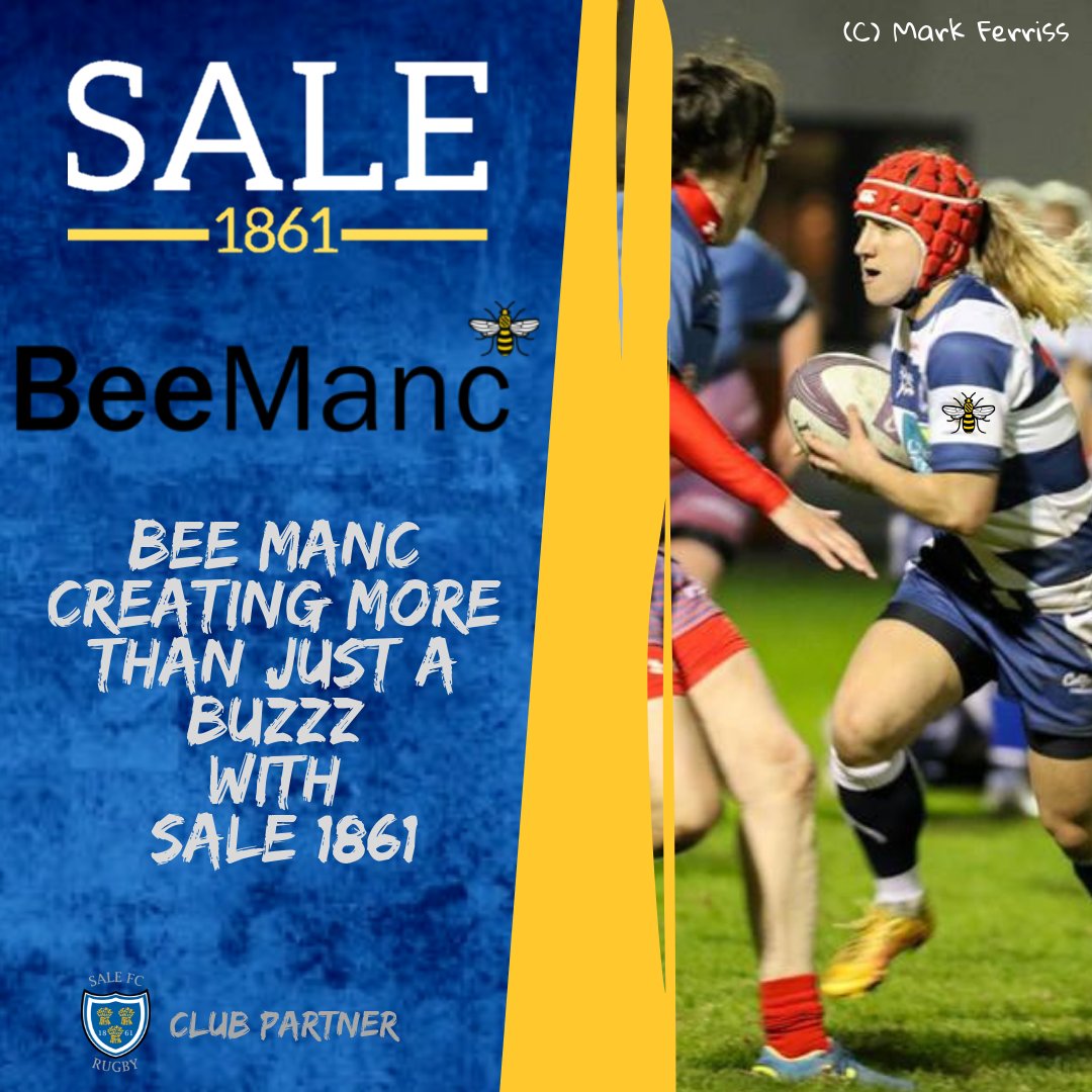 Sale1861Women's tweet photo. We are delighted to have @bee_manc as one of our sponsors. Thanks for coming on this journey with us.
@SaleSharksRugby @SaleFC
#sale1861 #onesalefc #sharksfamily #beemanc https://t.co/5ANYwzyUOh