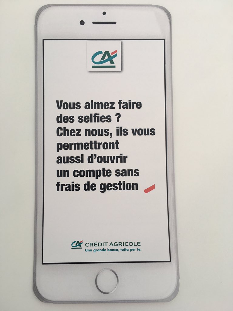 48hTechno's tweet photo. Le Crédit Agricole Italie a trouvé une utilité aux selfies ! Ils servent à ouvrir un compte très rapidement avec son smartphone et son visage bien sûr :) #48hTechno https://t.co/3to9MlAvD4