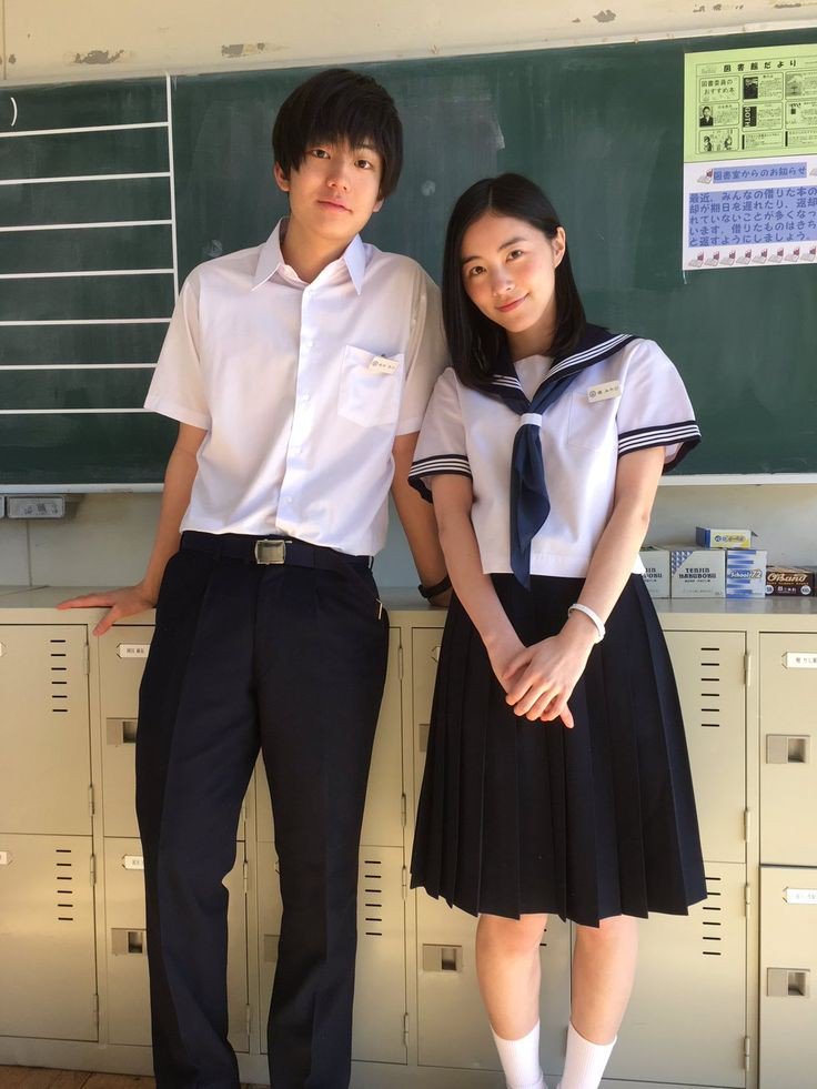 Asian outdoor uniform couple