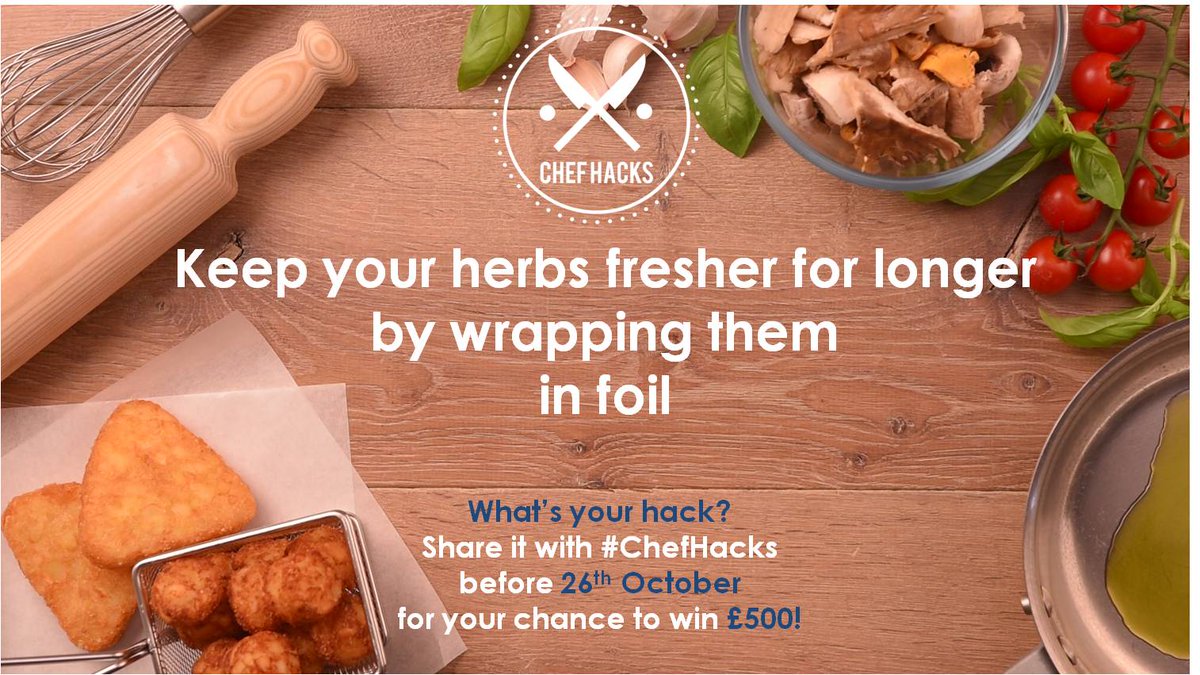 AvikoUK's tweet image. Wrap your herbs in foil to keep them fresh for longer #TipTuesday. Do you have a hack for making life easier in the kitchen? Share it with #ChefHacks before 26th October for your chance to win £500.