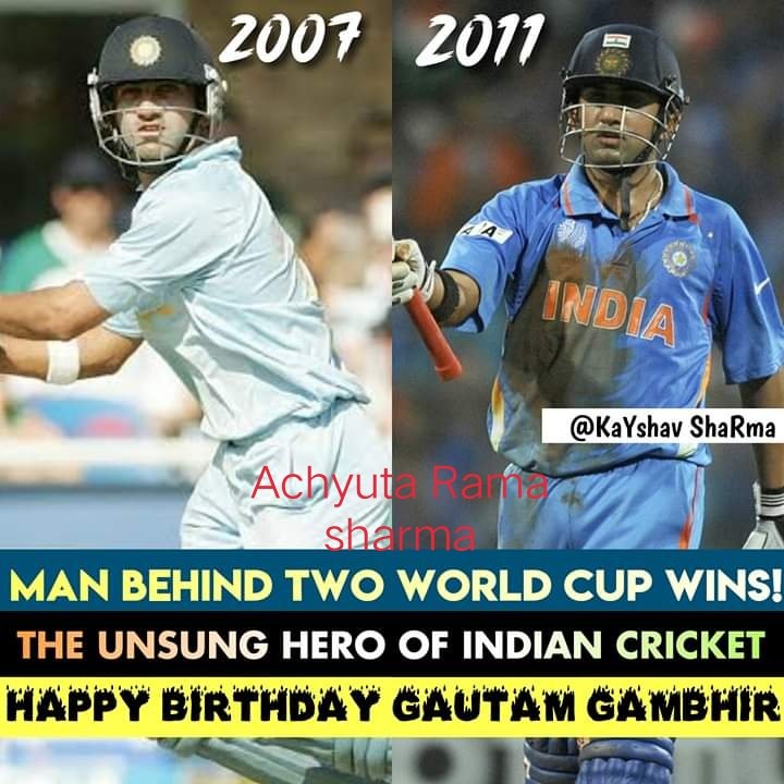  Happy Birthday Gautam Gambhir!   .  Bhai.    Good man&Cricketr.  Never ever. Salute 