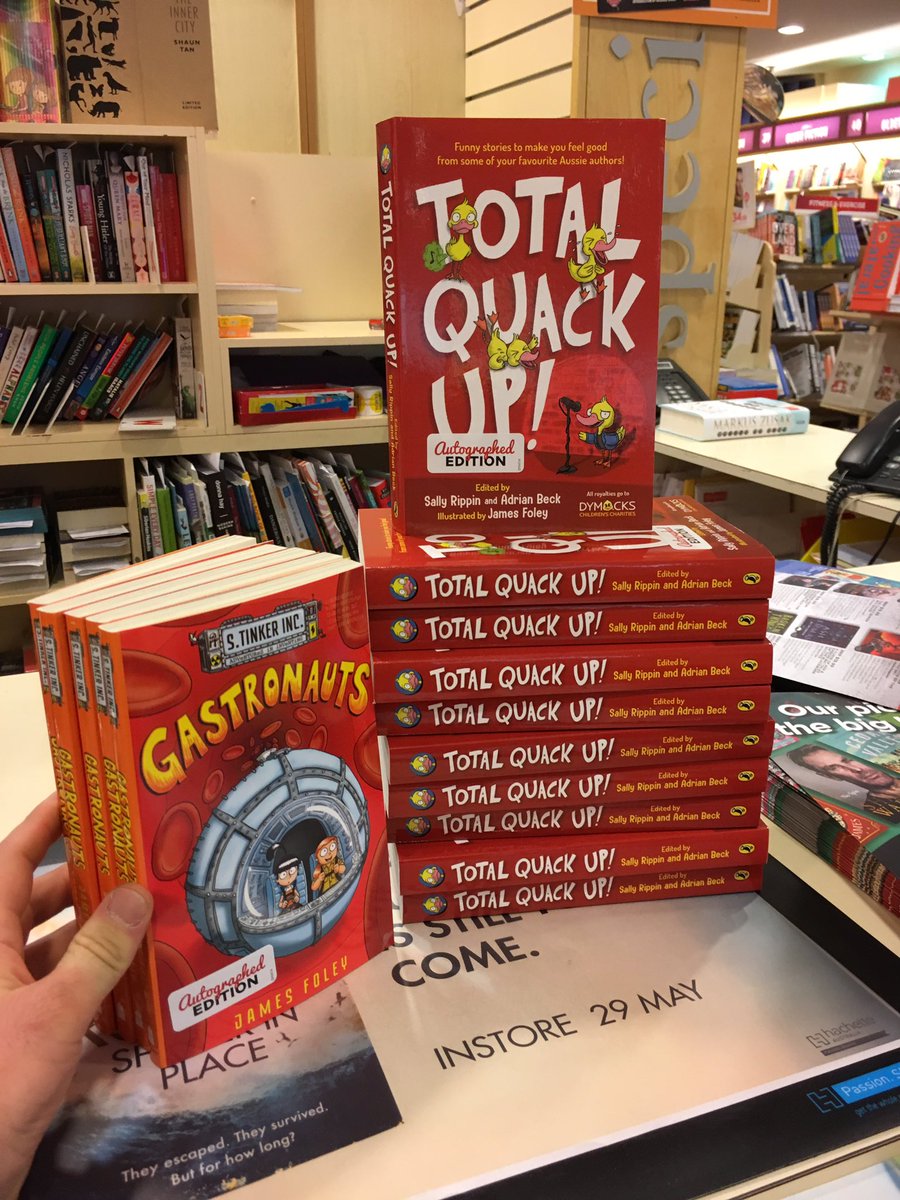 Jamesfoleybooks's tweet photo. Heaps of signed and sketched copies of Gastronauts and Total Quack Up at Dymocks Garden City, WA.
@FremantlePress @Dymocksbooks @dccaustralia @AdrianBeckBooks @SallyRippin #totalquackup #STinkerInc #Gastronauts #graphicnovel #juniorgraphicnovel https://t.co/2ASD7BvAr3