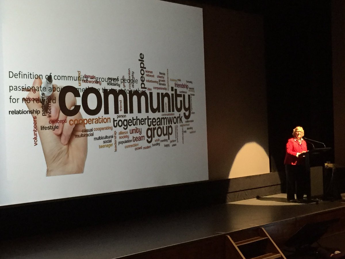 Another packed theatre to hear our third key speaker, Jill Konkin, talking about communities and connections. #themuster2018