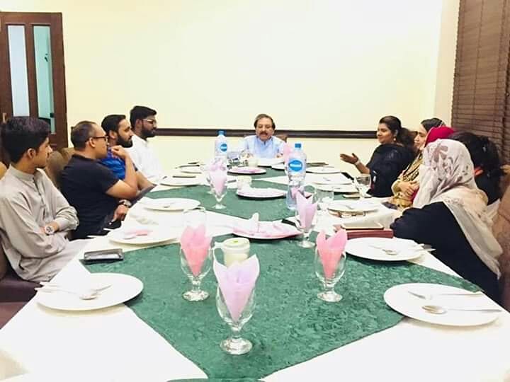 Abid Iqbal Khari Positive Pakistan Lahore Chapter Held A Meeting With Dr Hussain Ahmad Piracha And Dr Farhi Ameen Tv Host And Anchor Person At Executive Club Punjab University Lahore