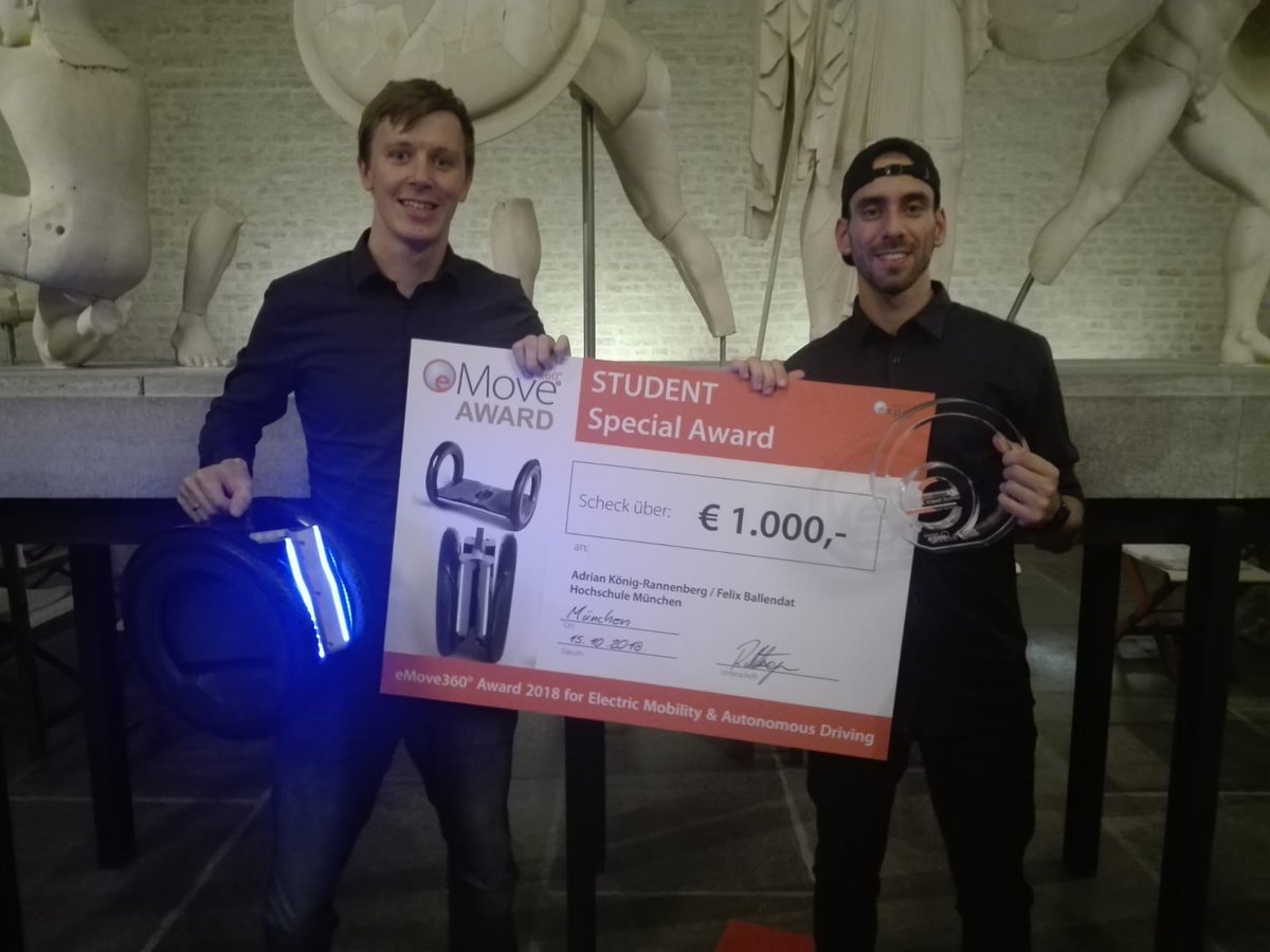 MyUrmO's tweet photo. Last night we were honored with the #eMoveAward for the design of UrmO. Tomorrow we will be presenting on the main stage @e_Move_360 in Munich. #crowdfunding #kickstarter #design https://t.co/mckxy6rxN4