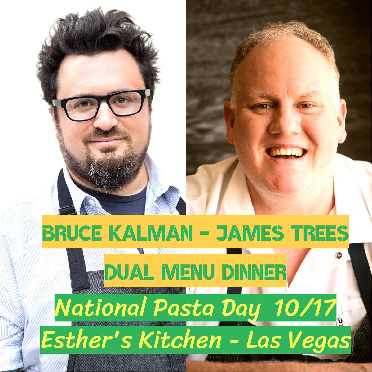 Psyched for our #NationalPastaDay dinner with @chefbkalman on Wed! Come join. Resv thru estherslv.com