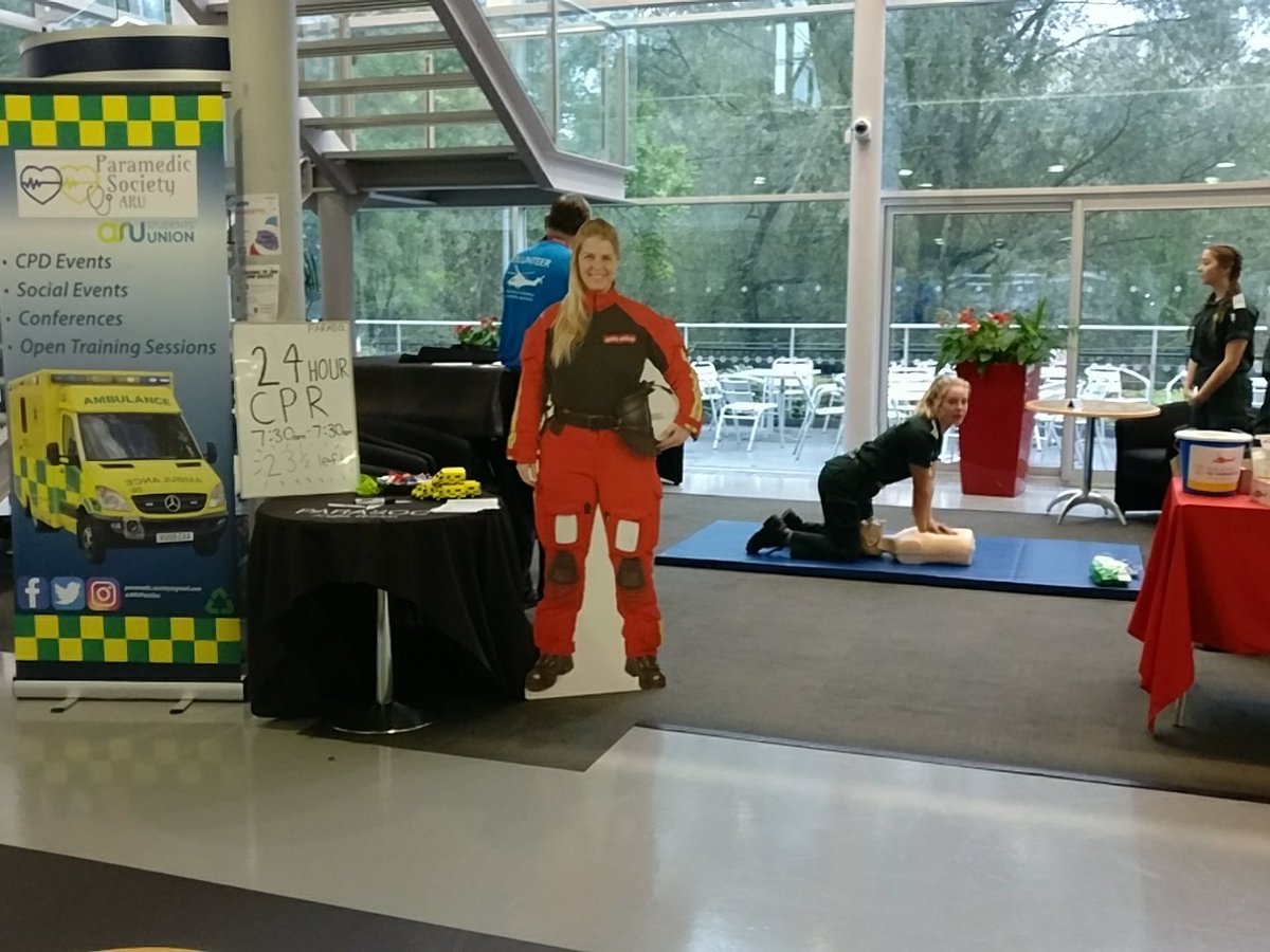 ARUParamedics's tweet photo. Today, @ARUParaSoc is raising money for @EHAAT_ with a 24 hr CPR-athon.

They've just started, so drop by whilst they're fresh and learn how to make a difference to cardiac arrest patients - Lord Ashcroft Building foyer. https://t.co/yNV8gv90bD