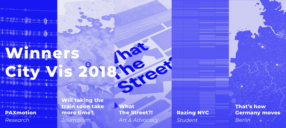 seb_meier's tweet photo. We are happy to announce the winners of this year's #cityvis competition. Join us Monday night 7pm for the vernissage of our exhibition of all winners and shortlisted works. https://t.co/WiY8kOAsc3 Congratulations to all winners: @tillnm @SPIEGELONLINE @moovelLab @TelefonicaNEXT https://t.co/yUzpYa99eF