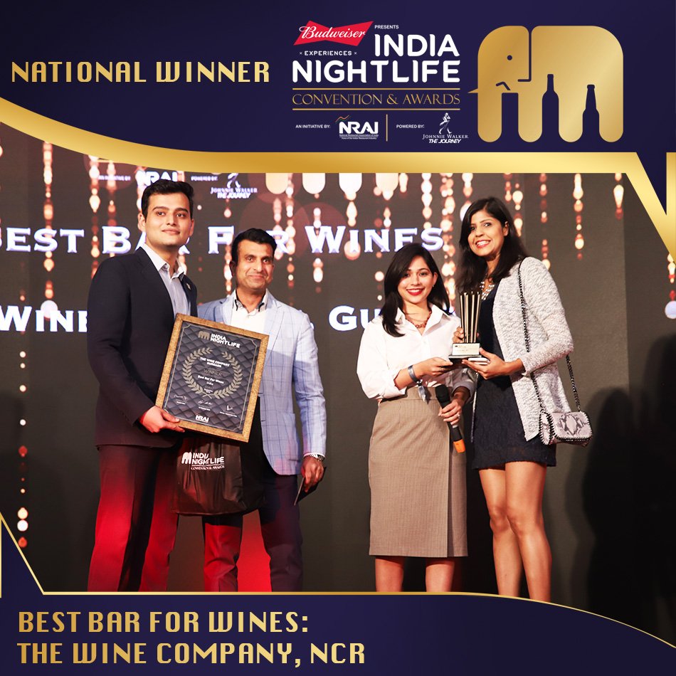 INCAwardsdotin's tweet photo. Let's all raise a toast to our National Winner - The Wine Company, Gurgaon for winning The Best Bar For Wines award at #INCA2018.@amankickstart #INCAAwards #NightToRemember #Wine #BestBarsIndia 
#NightlifeEntertainment #NightLifeAwards #Nightlife #Indiagram #PartyScenes #Awards https://t.co/ygH49CH0hf