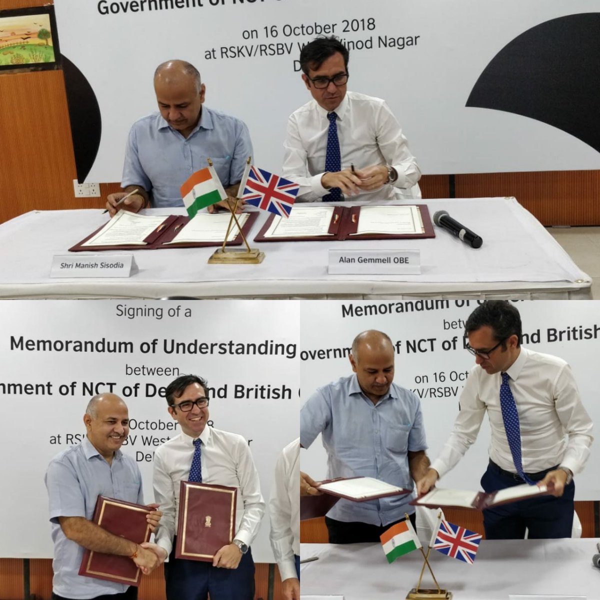 Delhi Govt is delivering its flagship programme of Spoken English ......
training for the students of XI

MoU signed !
 between Dy CM Of Delhi Govt @Minister_Edu
@msisodia & Alan Gamble of @inBritish

#SpokenEnglishInGovtSchools
#InspiredByIndia