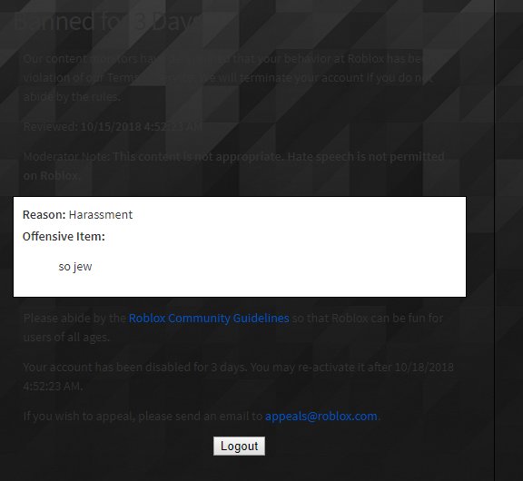 Roblox Ban For No Reason Is Roblox A Free App - i got banned from roblox for 3 days