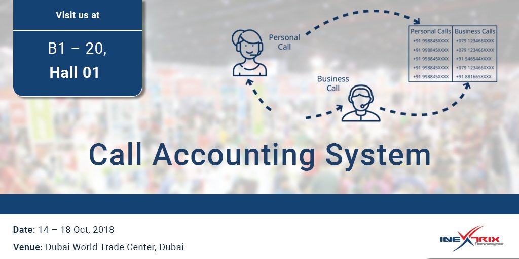 Inextrix's tweet photo. We are exhibiting Call Accounting System. Stand by our Booth @GITEXTechWeek
#GITEX2018 #GITEXFutureStars #GITEX #Expo #TradeShow #CallAccounting #CallLogging https://t.co/GvOvNfd0Yy