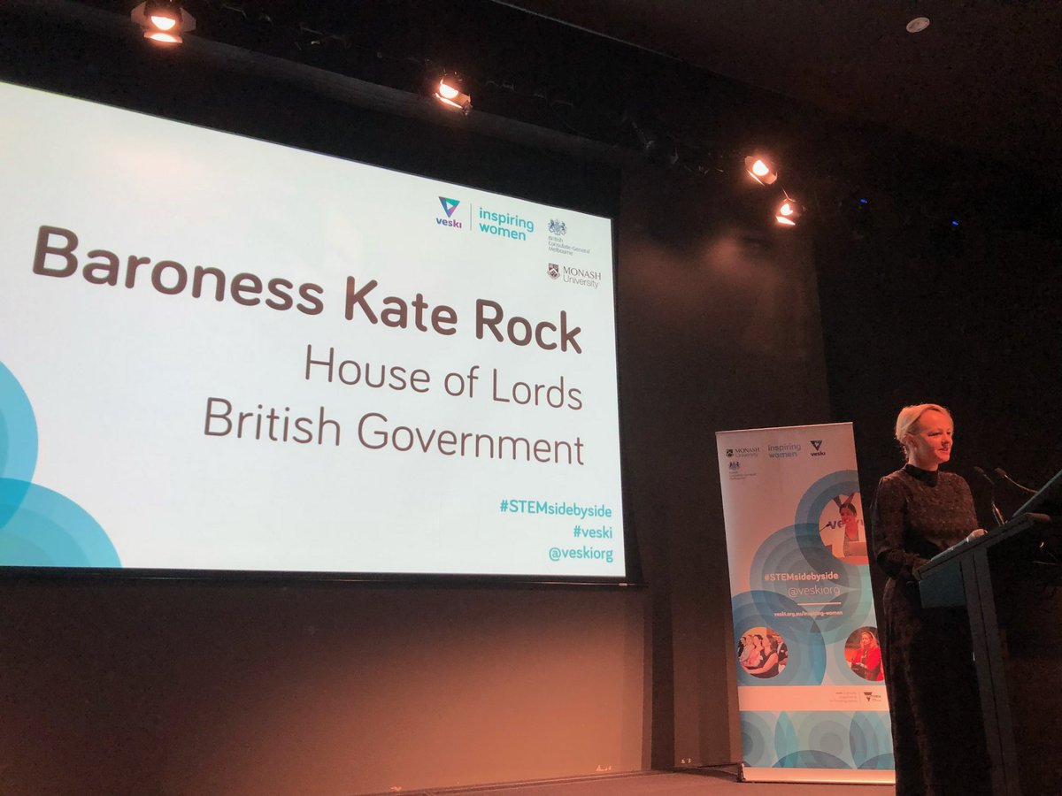 KristenTheEngr's tweet photo. "STEM is not a niche. It's absolutely everything." Fantastic talk from Baroness #KateRock. @veskiorg #STEMsidebyside #veski #womeninSTEM https://t.co/j8zndPR5ZV
