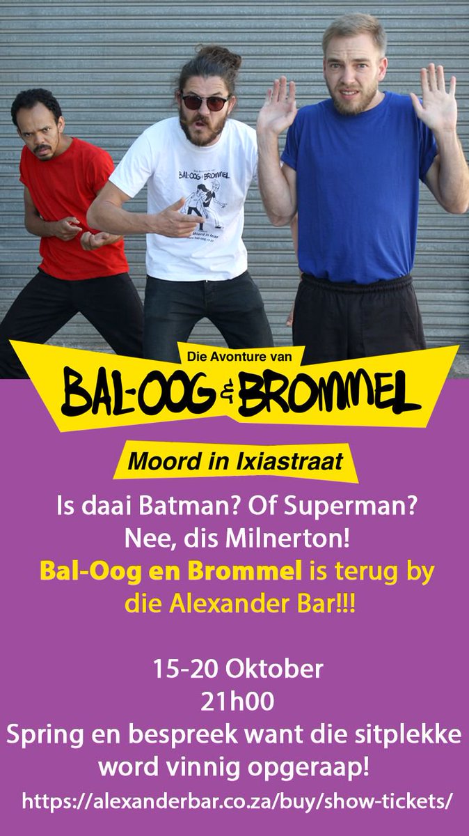 "If you enjoy comics, graphic novels and superheroes, you’re going to love this piece. It is aimed at teenagers, but I did not see a single adult in the audience not enjoying the play every bit as much" - Marina Griebenow #baloog #comic #theatre @gideonlombard <a href="/de_apie/">De Klerk Oelofse</a>