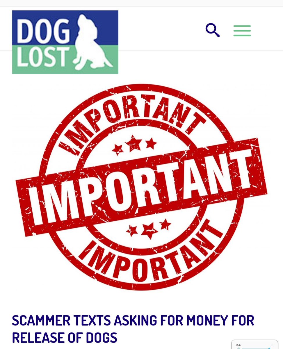 MissingPetsGB's tweet photo. ⚠️⚠️⚠️ IMPORTANT 
THOSE WITH MISSING PETS BEING TARGETED 
Scammer texts asking for money for release of dogs
Please read and share @DoglostUK blog 
https://t.co/E1pUgfvi1s https://t.co/N6e6am6dBY
