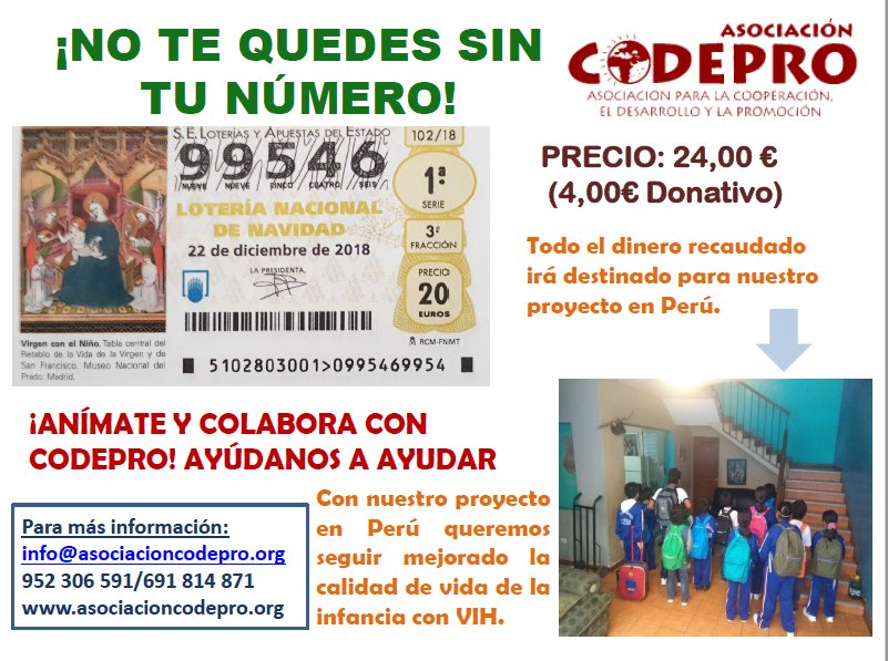 _codepro's tweet photo. ¡¡Ya puedes colaborar con @_codepro comprando nuestro décimo de lotería!!
#Loteria #Solidaridad No te quedes sin él. 🥳🥳 https://t.co/bMi0I9MezK