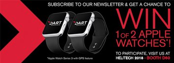 DARTAEROSPACE's tweet photo. Get a chance to win an Apple watch!! Visit us at our booth #D60 and sign up to our newsletter to be part of the draw!! #dartaerospace #helitech @Helitech_Intl https://t.co/YFp6z2vlBM