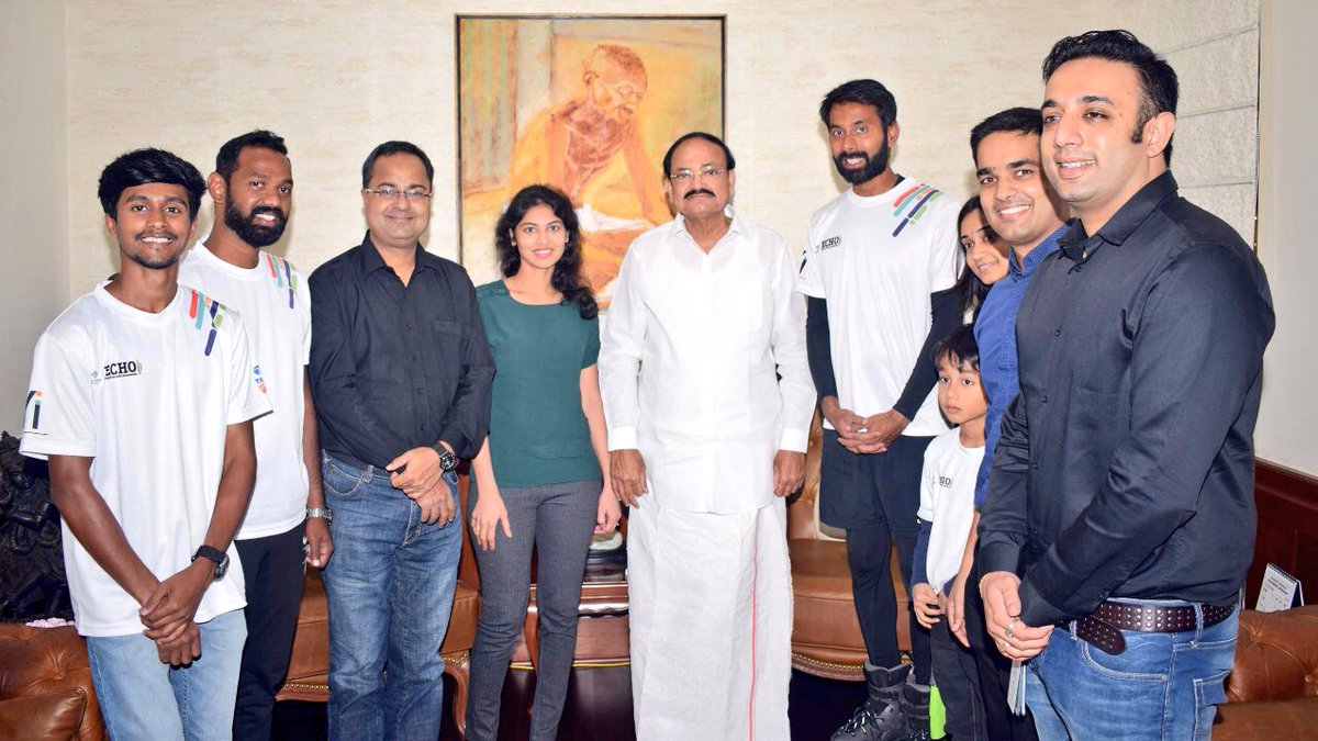 VPIndia's tweet photo. Met Shri Rana Uppalapati, who is Skating along the Golden Quadrilateral to raise support to educate 25000 girl children and awareness on child safety. Great work for an important social cause. Share, care &amp; follow the journey at: https://t.co/0Kw9a2P5bm @ranaspace #FORHER https://t.co/NM3SVnktTx