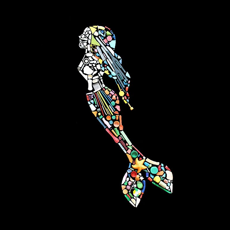 Mermaid, an image made from plastic I have collected from the beaches on the Isle of Wight #marineplastics #saveourseas #mermaid #oceancleanup