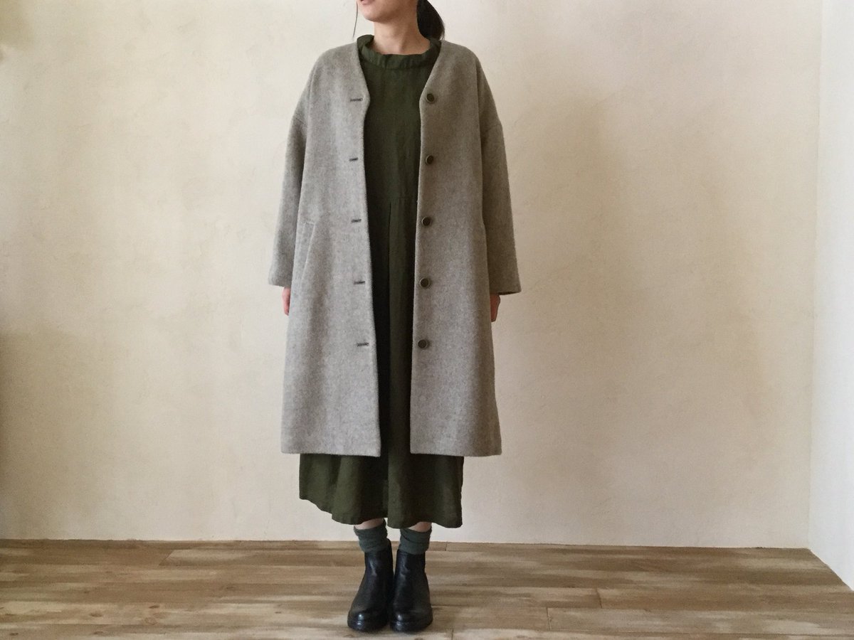 ネストローブ⭐️nest Robe【F】ステンカラーコート ロング 毛 麻
