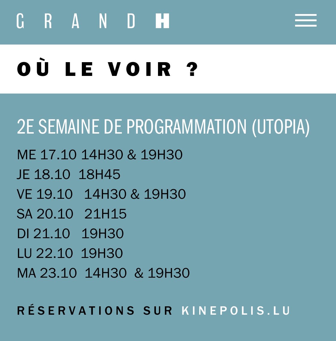 FrederiqueBuck's tweet photo. 2e semaine à l’Utopia pour Grand H avec 10 séances! @monnipoli @filmfundlux https://t.co/MGG7uRhjZv