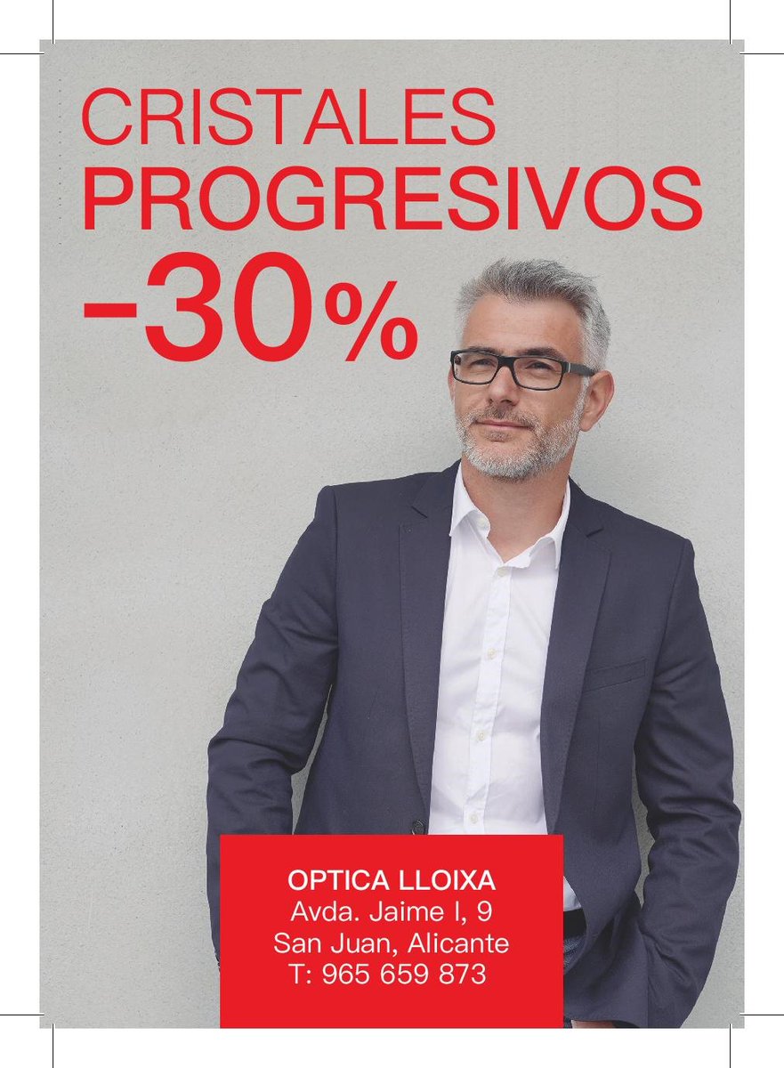 OPTICALLOIXA's tweet photo. Octubre es el mes de los progresivos en Óptica Lloixa y lo celebramos con un descuento del 30%.
Ven a Óptica Lloixa y te informaremos.
#saludvisual #lentesprogresivas en #Santjoandalacant https://t.co/BjrZJPi7Iy
