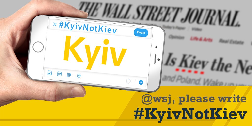 LikeU2016's tweet photo. Dear @WSJ, please spell #KyivNotKiev, Ukrainians kindly ask you to spell the Ukrainian capital correctly.              

More details: https://t.co/5AL0B3v007 
_________________________________________       
Долучайся до кампанії #CorrectUA: https://t.co/QCCWdbzAMW https://t.co/fd4lvK9MQU